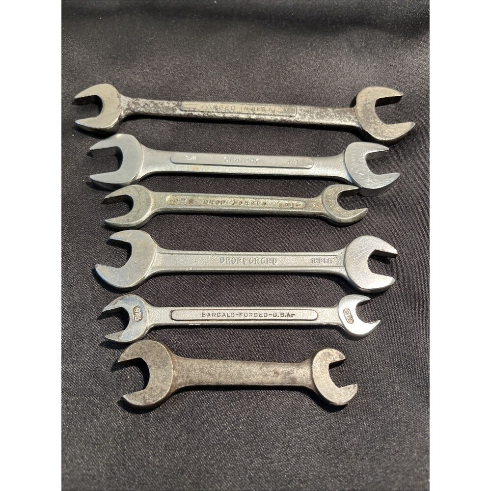 Lot of 6 Vintage Open End Forged Steel Wrenches USA or Japan Made Great Tools